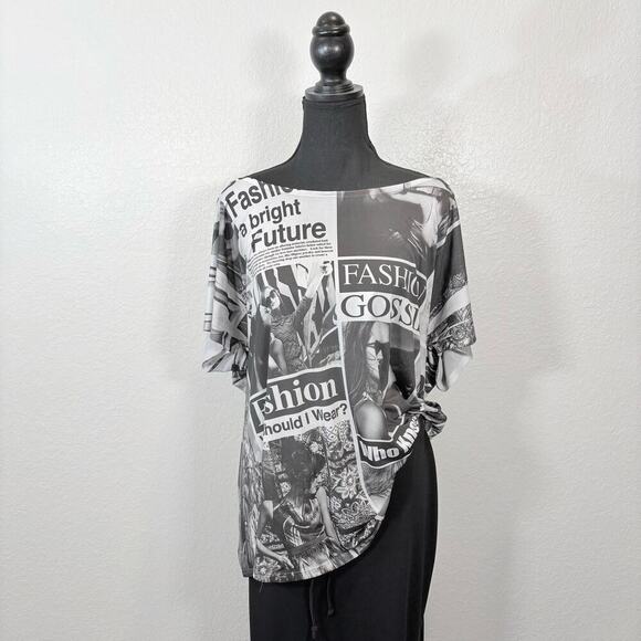 VINTAGE C'EST MOI Tabloid Subliminal Tunic Sz2X Metropolitan Androgynous Edgy - Picture 2 of 10